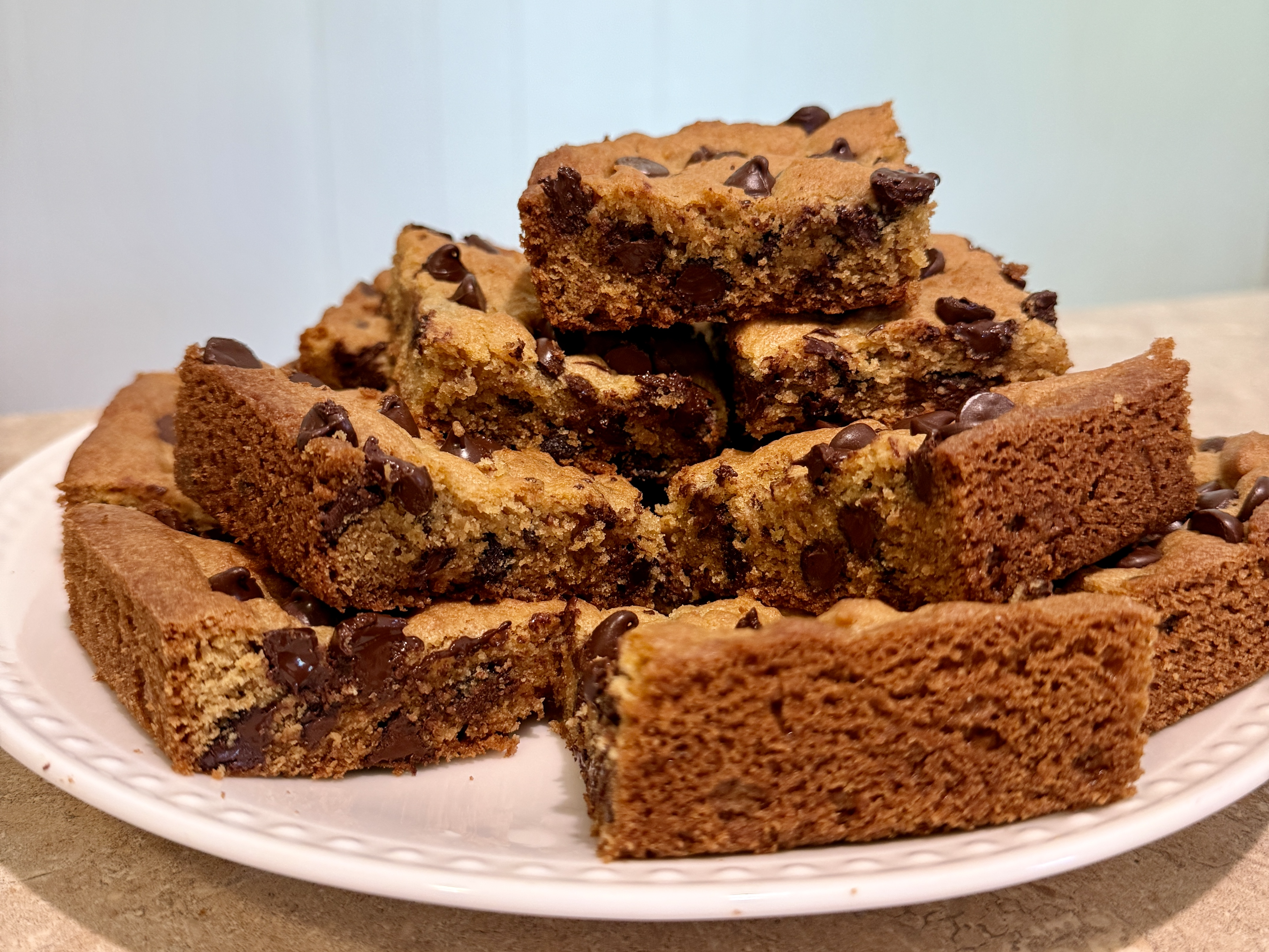 Chocolate Chip Cookie Bars on plate