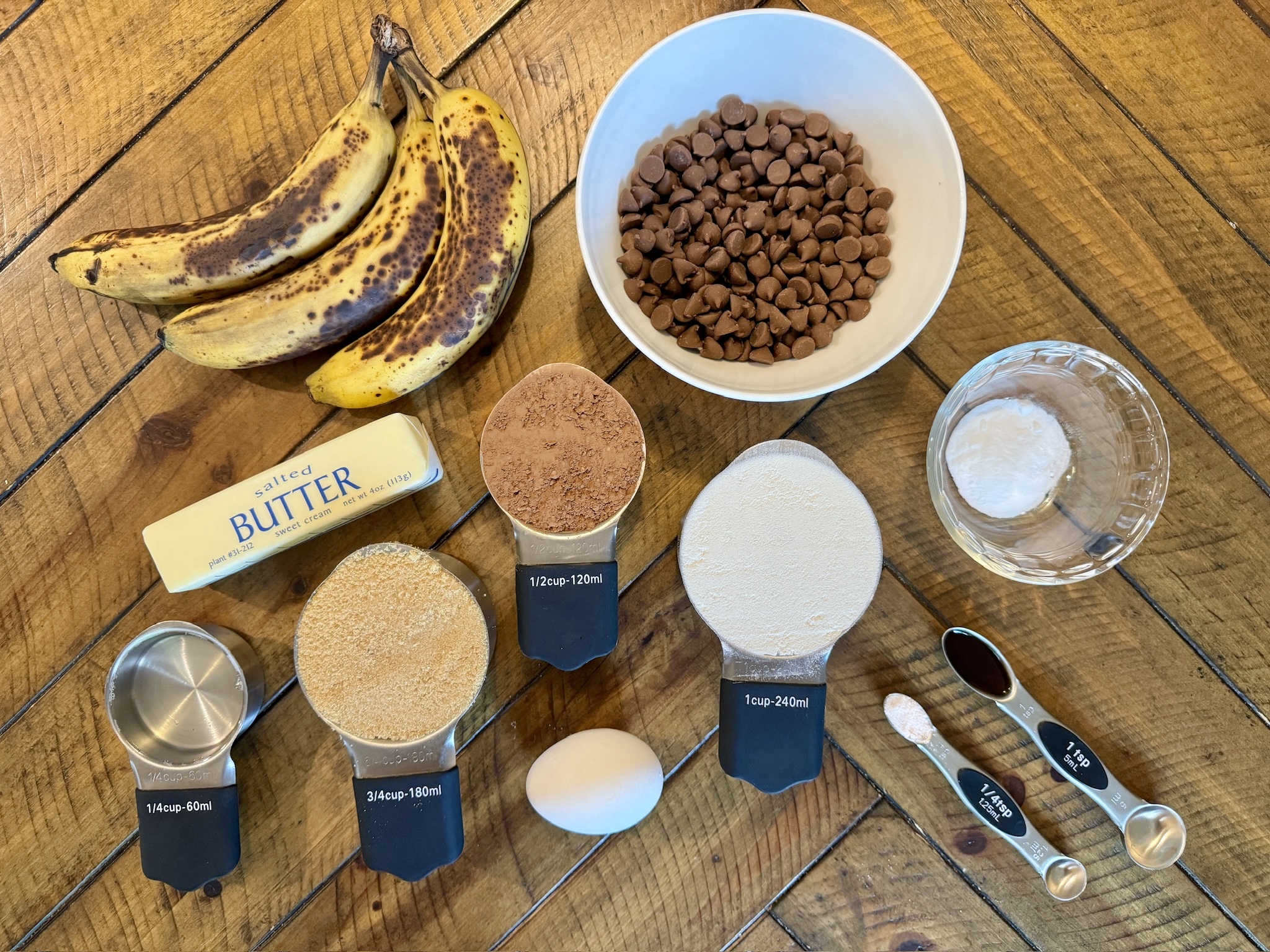 Ingredients for Chocolate Banana Bread