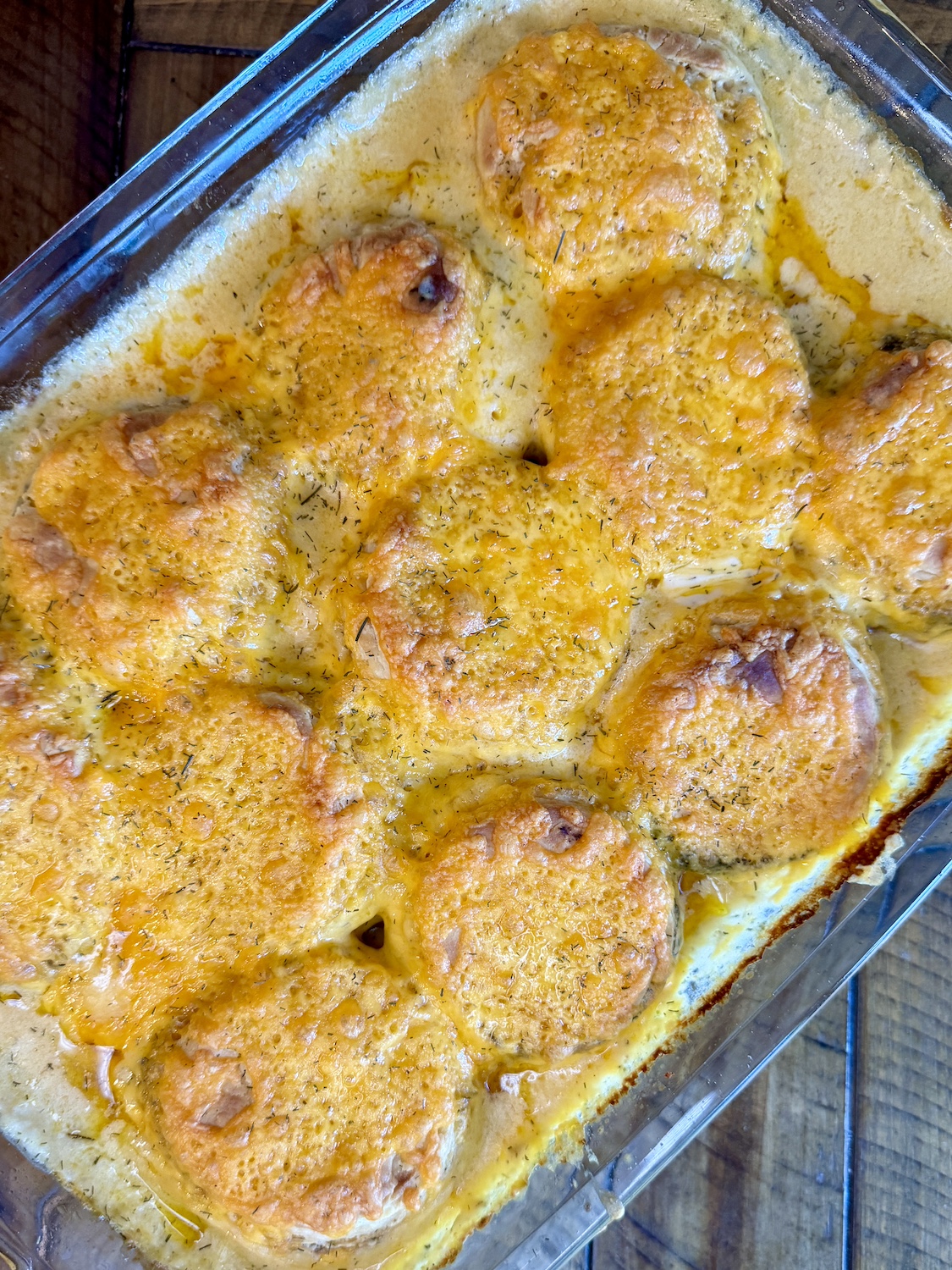 Freshly baked chicken and biscuit casserole