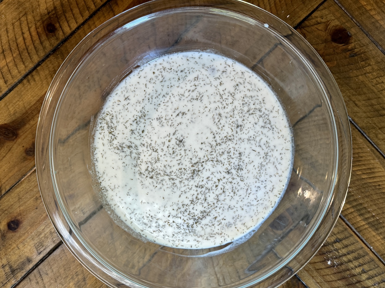 Soup mixture ready to be poured into casserole dish