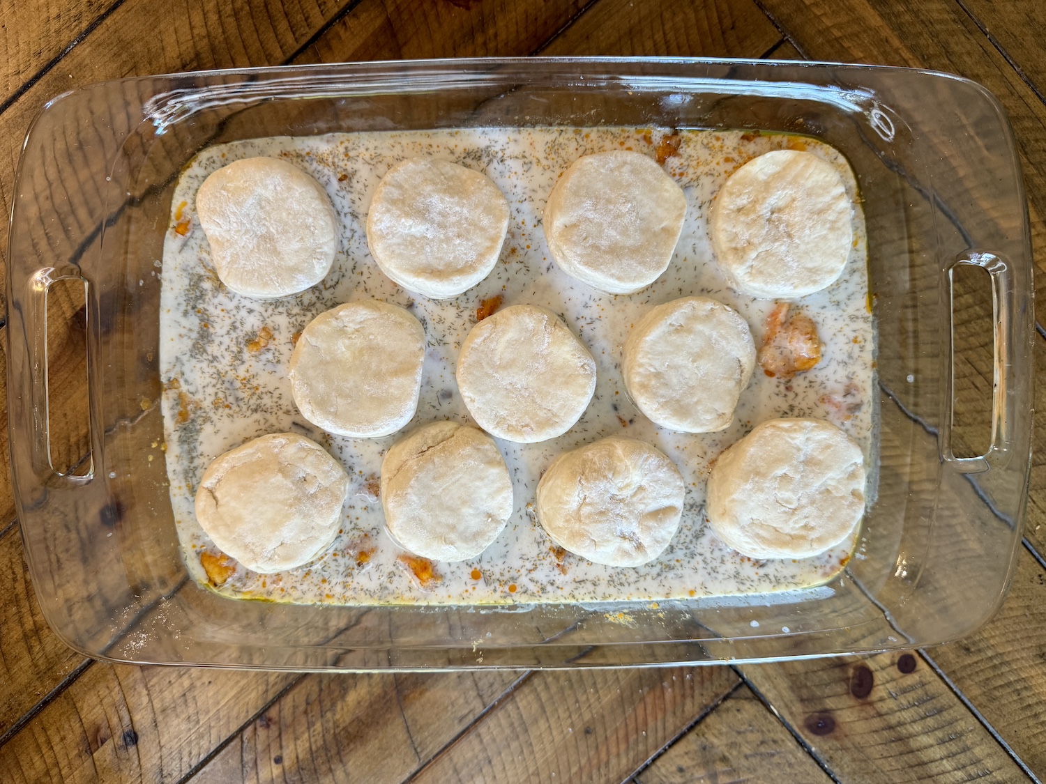 Honey Chicken and Biscuits ready to be baked in the oven