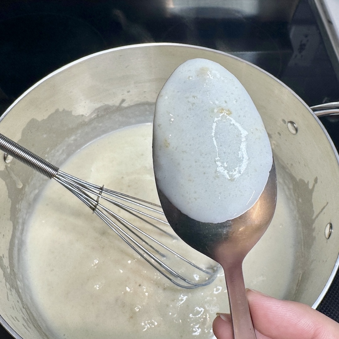 Sauce that coats the back of the spoon is thick enough to make the perfect sauce.