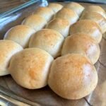 Close up of freshly baked sourdough dinner rolls